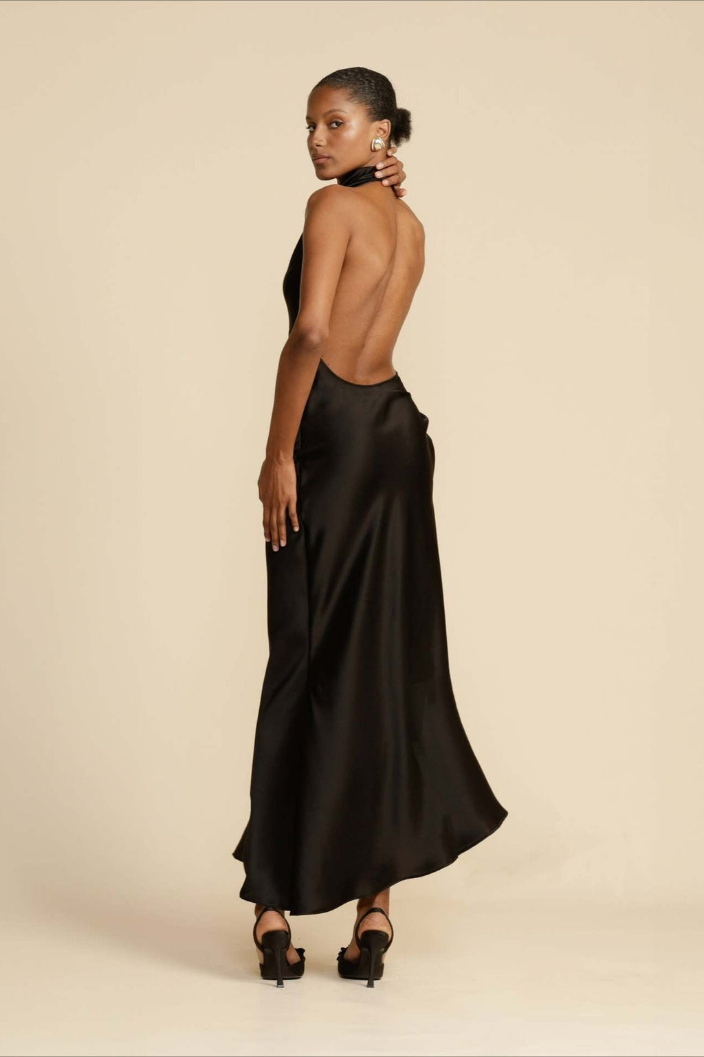 Satin Slit Backless Dress