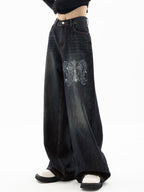 Cross Hot Diamond Blue Wash Baggy Boyfriend Jeans