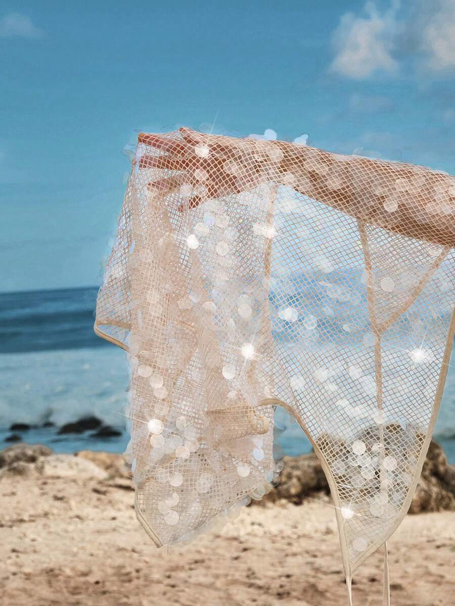 Aura Sequin Mesh Halter Beach Dress