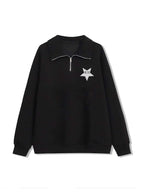 Vintage Star Print Half Zip Sweatshirt