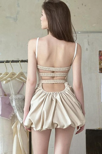 Ruched High Waist Sleeveless Cami Mini Dress