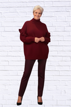 Turtleneck Dropped Shoulder Sweater _ Women__ Oversized Knit Pullover for Cozy Effortless Style