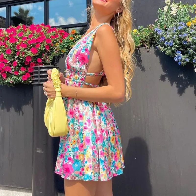 Fiorella Exclusive Summer Floral Skater Dress Evening Wear Edit