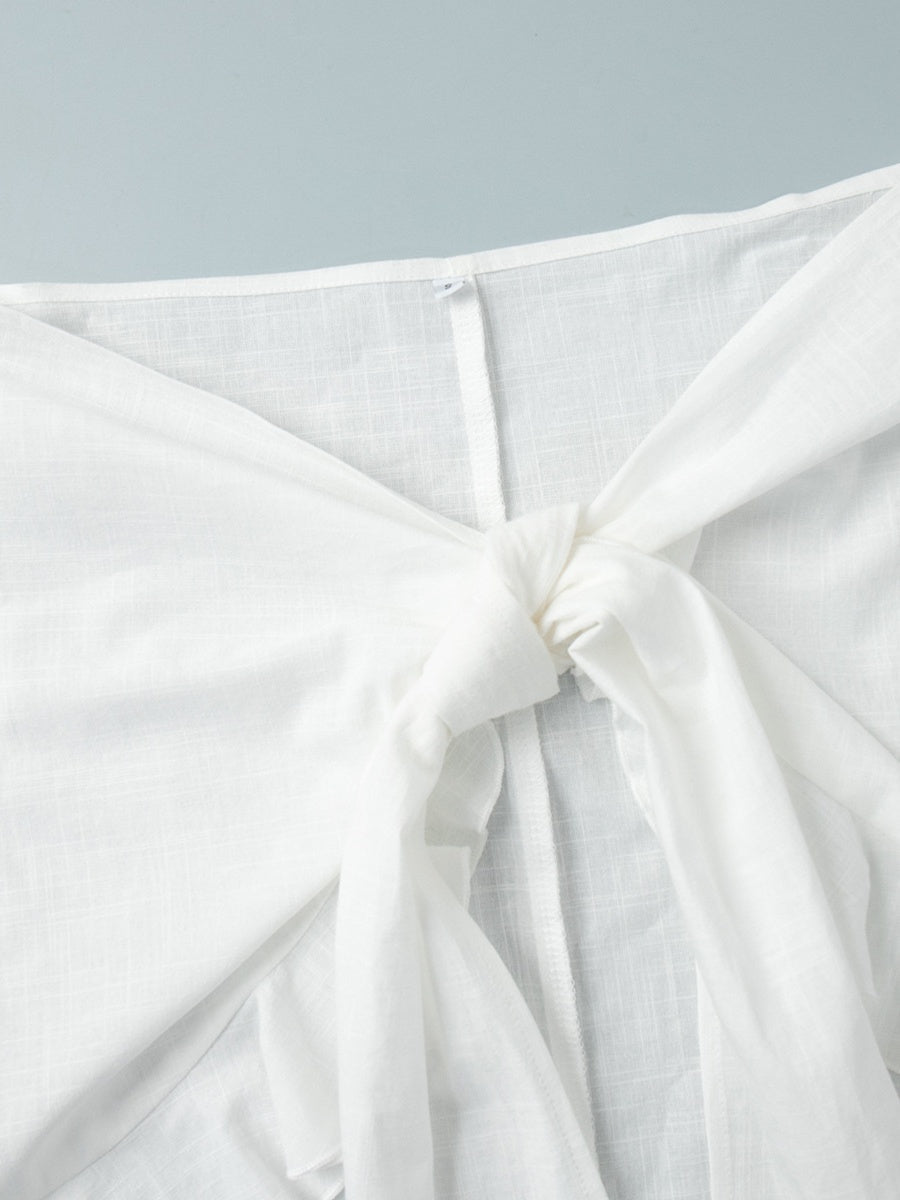Pure Cotton Lapel Hip-hugging Shirts Mini&Short Dresses