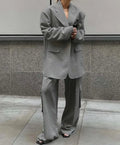 Grey Pocket Shirt Cargo Pants Office Two Piece Set