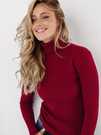 Pullovers For Women Khaki High Collar Long Sleeves Acrylic Sweaters