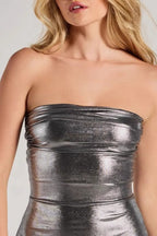 Silver Backless Bodycon Mini Dress