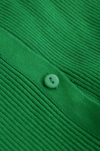 Rib Knit Polo Collar Button Front Flared Cuff Maxi Dress