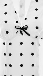 White Polka Dot V-Neck Bodycon Maxi Dress