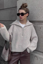 Half Zip Casual Knit Sweater