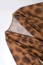 Asymmetrical Cowl Neck Leopard Print Mini Dress