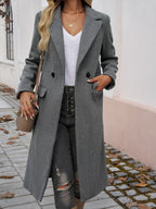 | Long Sleeve Coat with Pockets and Collar