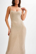 Purple Chic Midnight Fantasy Stretch Sequin Mesh Strap Open Back Maxi Dress Designer Edit