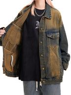 Ombre Washed Loose Denim Jacket