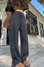 Wool Thickened Slim Draped Straight Pants
