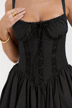 Lace Panel Spaghetti Strap Waist-cinched Sexy Mini Dress