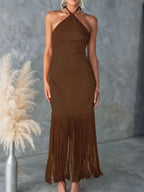 Fringe Halter Neck Dress