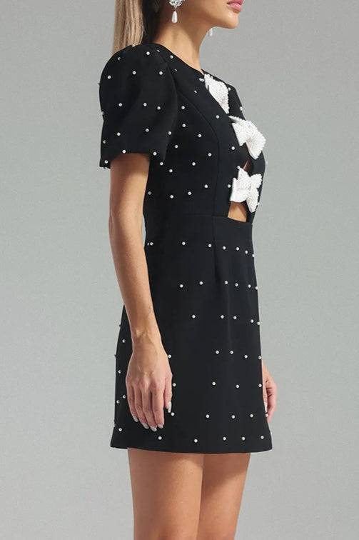 Bow Detail Paneled Mini Dress