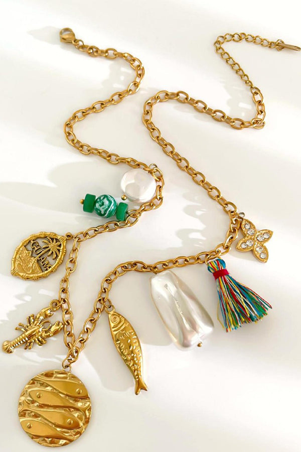 Bohemian Multi-pendant Beaded Necklace