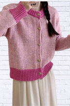 Color Block Button Up Cardigan