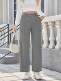 Women Relaxed Straight Leg Straight Fit High-Rise Easy Wash Pleated Joggers