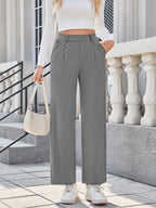 Women Relaxed Straight Leg Straight Fit High-Rise Easy Wash Pleated Joggers