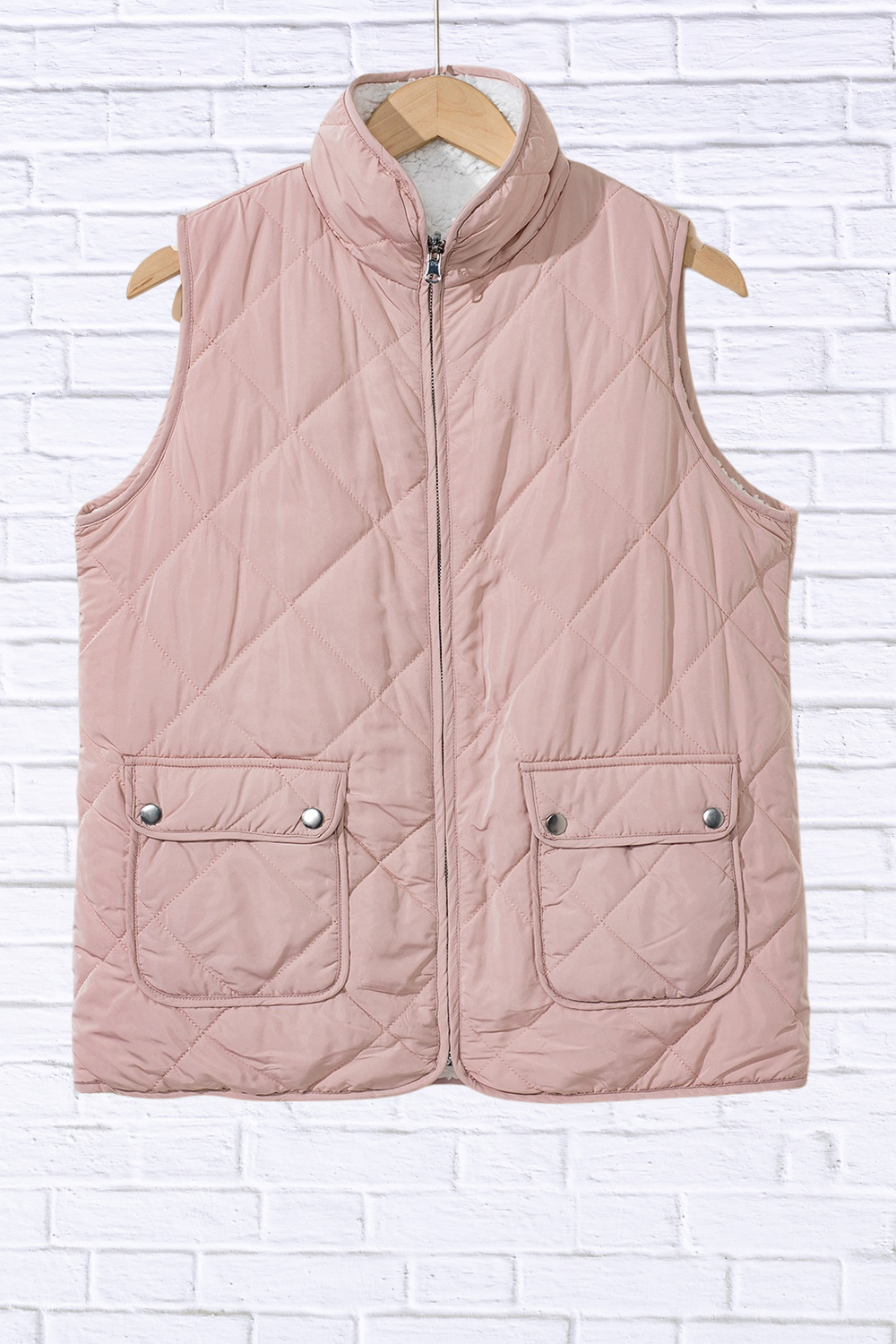 Quilted Sherpa-Lined Vest Coat