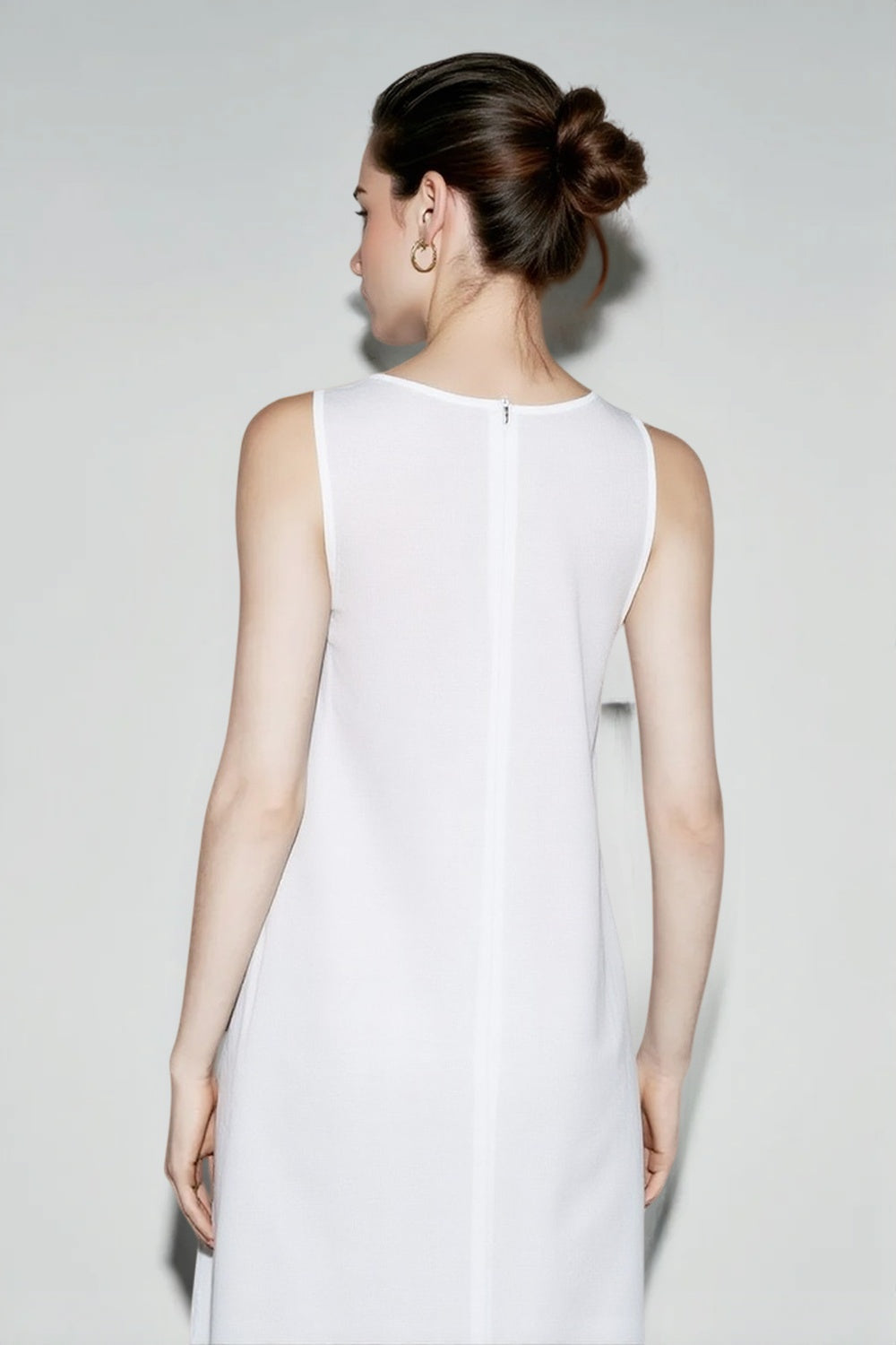 Linen Look Sleeveless Round Neck A-Line Tank Maxi Dress