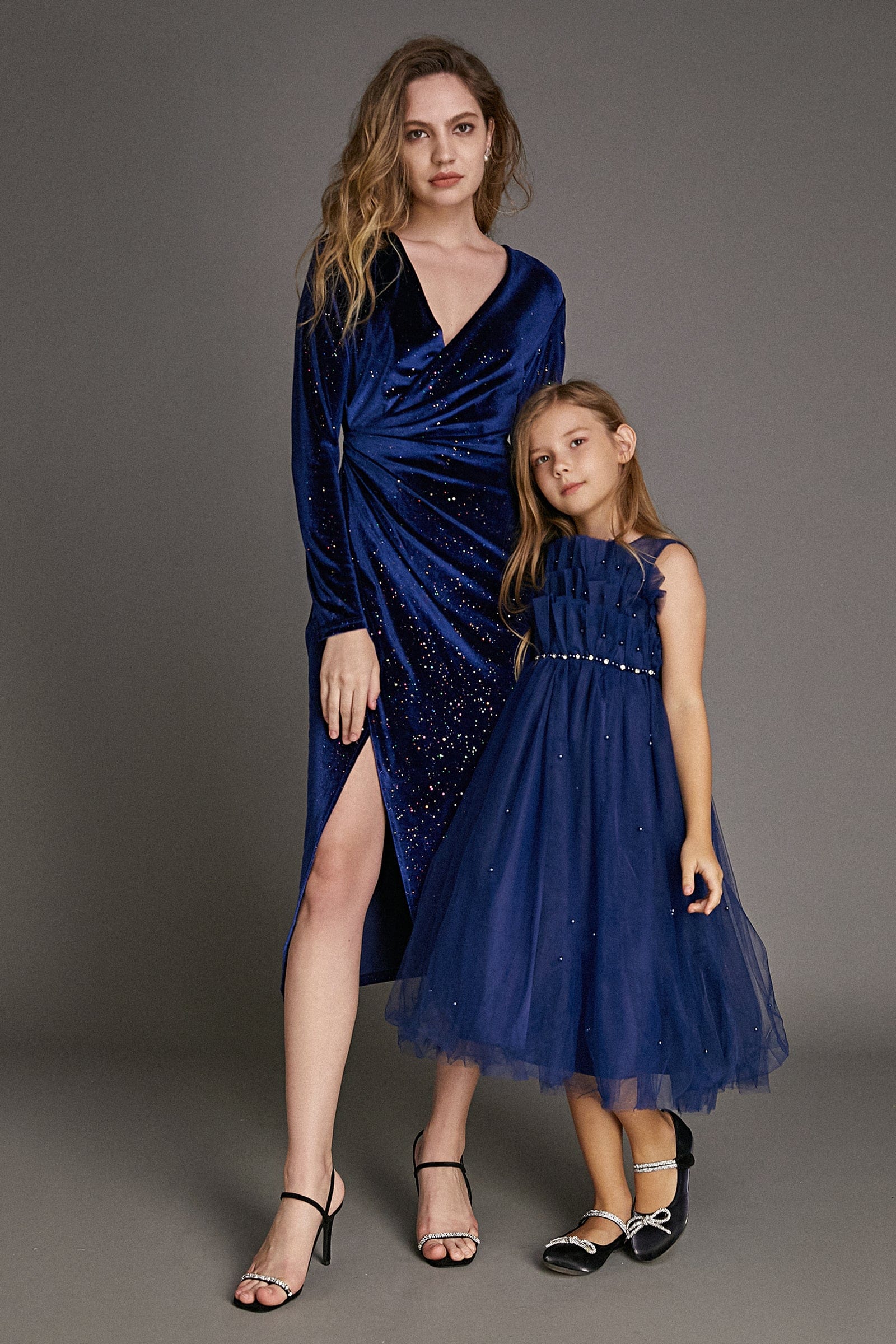 Girls Strapless Ruffled Pearl Embellished Tulle Maxi Mini Dress