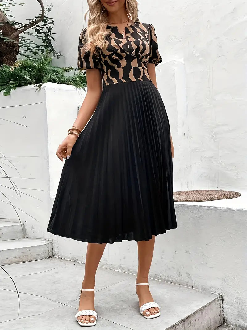 Esther Minimalist Short Sleeved Summer Dress with Pleats Premium Wardrobe Essential