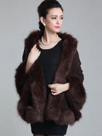 Women's Poncho Knitwear Oversized Faux Fur Coat Spring Outerwear