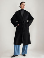 Wool Cashmere Blend Coat White Wide Lapel Double-Faced Belted Winter Outerwear For Women 2026