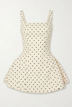 Polka Dot Square Neck Wide Strap Pocket Skater Mini Dress