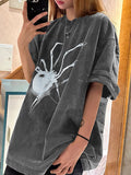 Street Spider Print Oversized Short Sleeve Tee