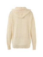 Knit All Over Cutout Hooded Cardigan