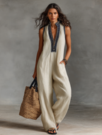 Sabrina | Linen Sleeveless Jumpsuit