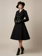 Vintage A-line Double-breasted Woolen Flared Midi Coat For Women 2026