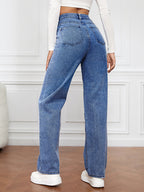 Stretch Washed Fashionable Straight Leg Boyfriend Jeans