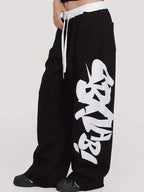 Letter Print Wide Leg Pants