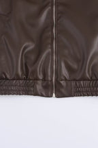 PU Leather Casual Lapel Jacket