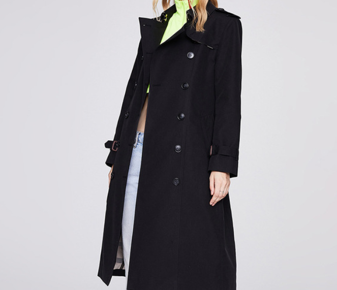 Solid Color Slim Fit Trench Coat