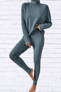 Ribbed Turtleneck Top and Pants Set