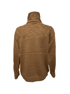 Solid Cable Knit Splice Turtleneck Sweater