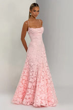 Floral Lace Spaghetti Strap Open Back Tiered Maxi Dress