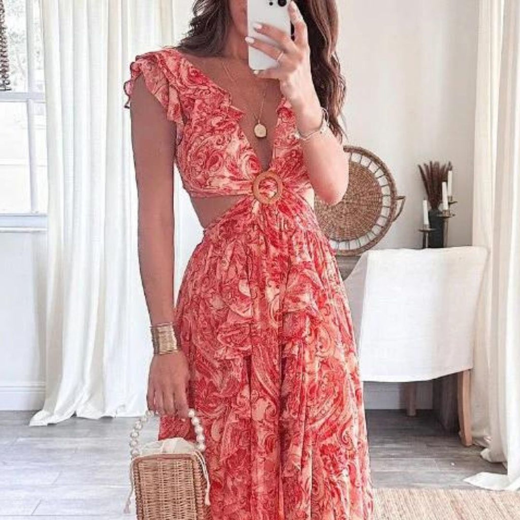 Vanesa Chic Maxi Dress with Slit Evening Wear Edit