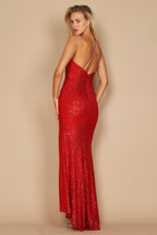 Long Formal Fitted Sequin Prom Dress