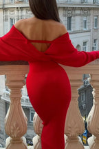 Deep V Backless Knit Sweater Dress