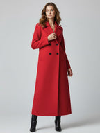 Maxi Double-breasted Woolen Coat in Sophisticated Straight Cut For Women 2026