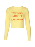 Letter Print Contrast Color Crop Long Sleeve Tee