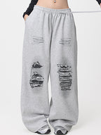 Street Offset Ripped Pattern Sweatpants